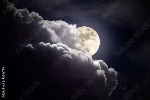 Full moon overcast night
