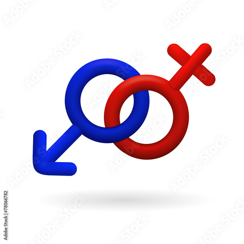 3D icon with heterosexual symbol of man and woman