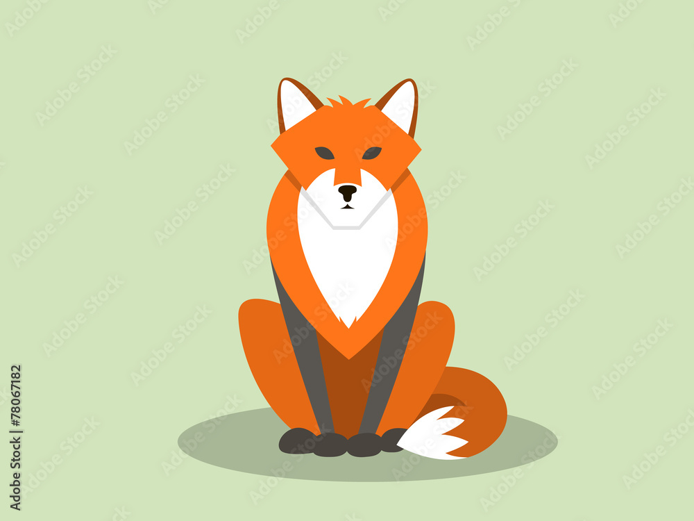 Sitting Fox In Flat Style Sitting Fox In Flat Style