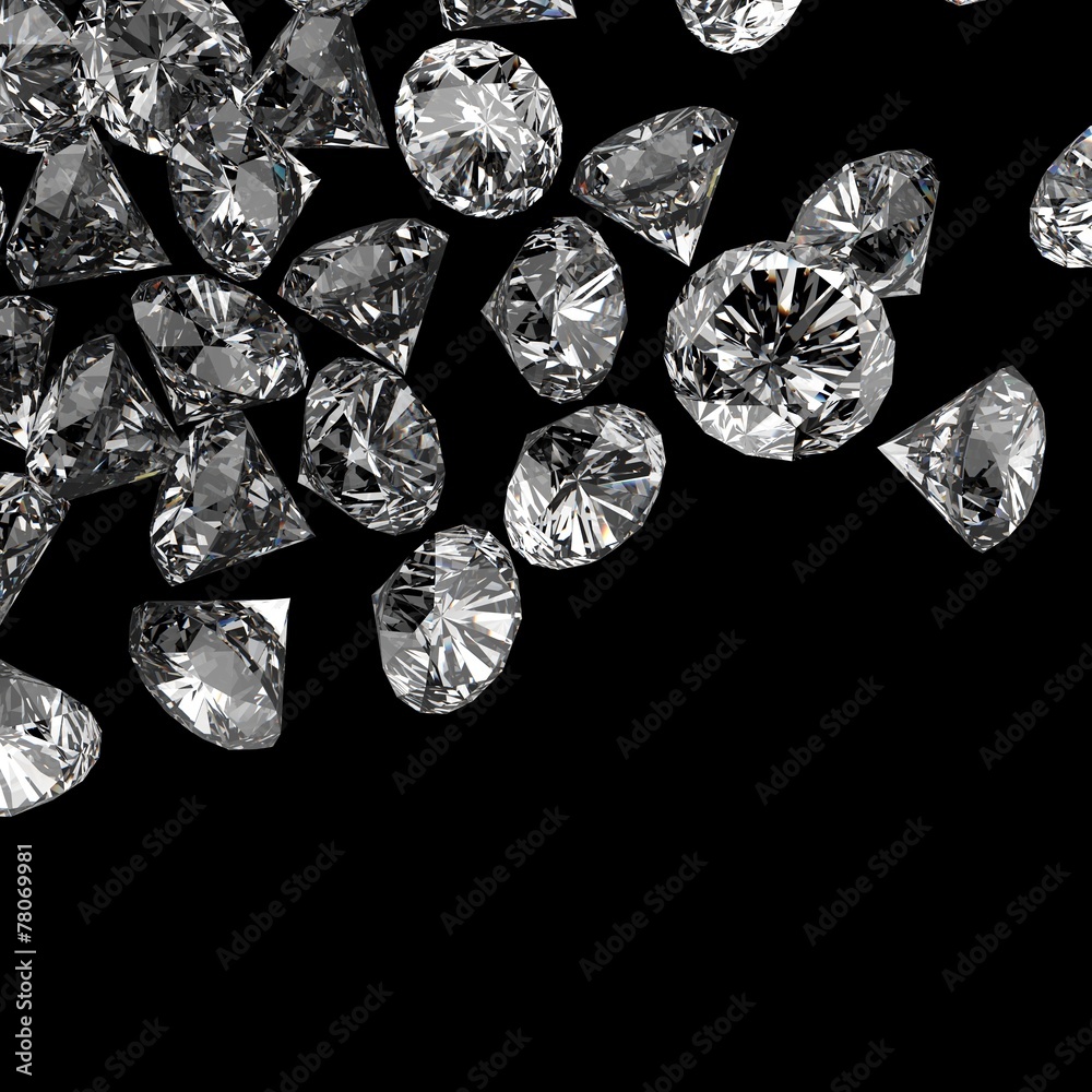 Diamonds 3d in composition as concept Diamonds 3d in composition as concept