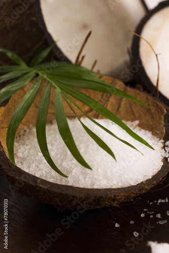 coco bath. coconut with sea salt