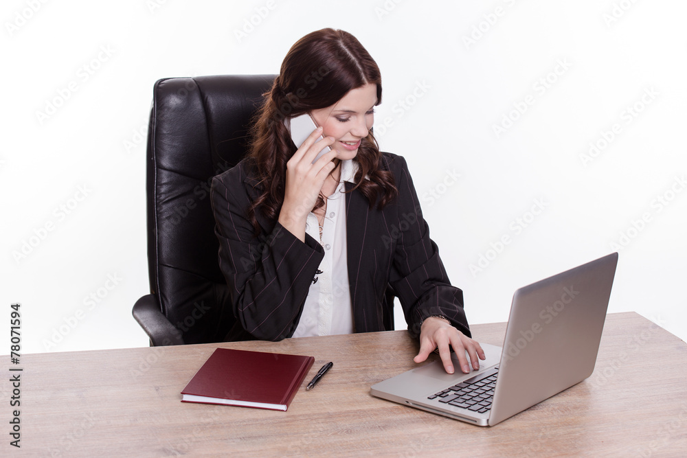 Elegant business woman call someone by phone Elegant business woman call someone by phone