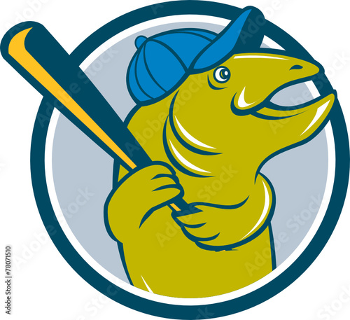 Trout Fish Baseball Batting Circle Cartoon