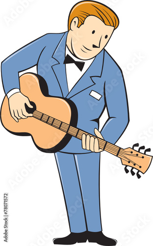 Musician Guitarist Standing Guitar Cartoon