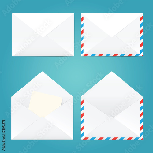 Vector illustration of open and closed envelopes.