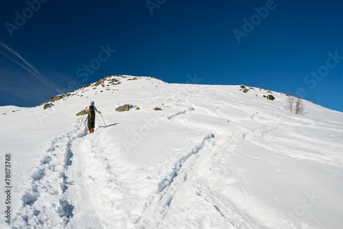 Alpine touring towards the summit