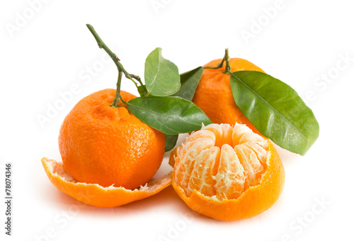 Tangerine Citrus fruits on white background