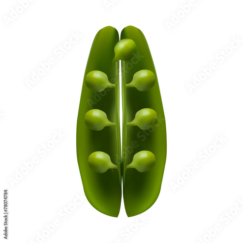 Open pod with large peas isolated