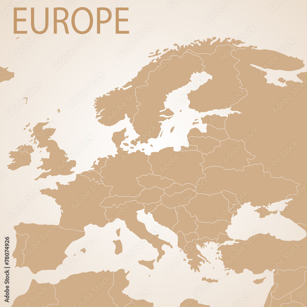 Naklejka premium Europe map brown . Vector political with state borders