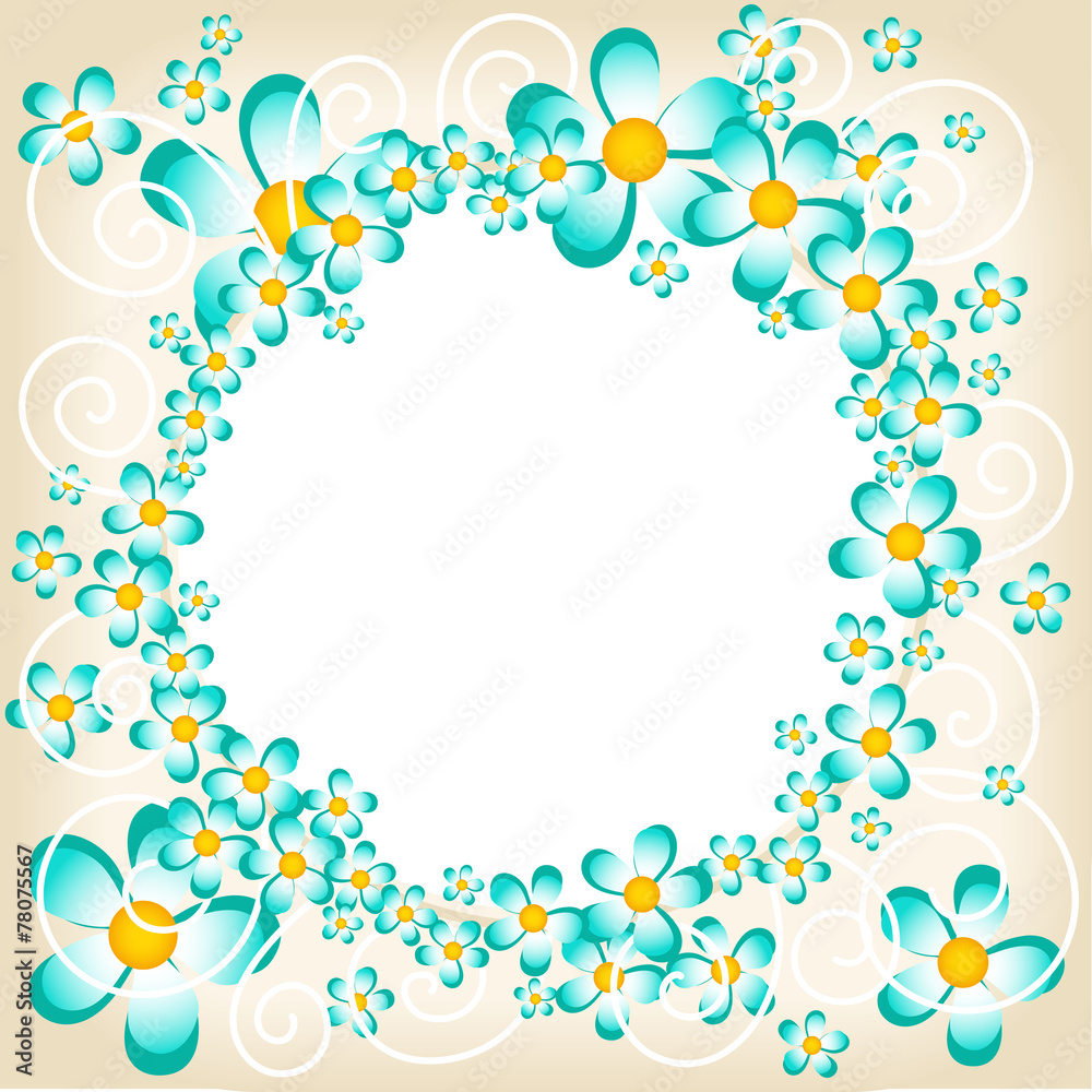 Blue spring flowers frame Blue spring flowers frame