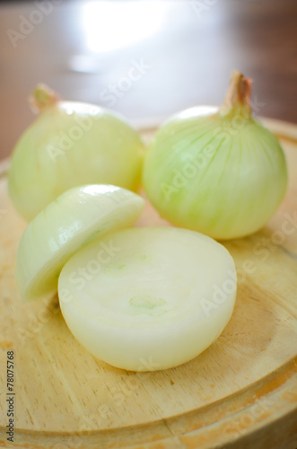onion on wood block