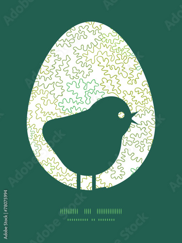 Vector curly doodle shapes chicken silhouette Easter frame