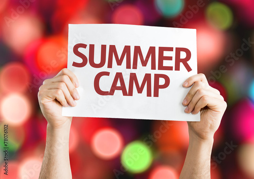 Summer Camp card with colorful background