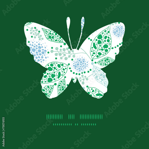 Vector abstract blue and green leaves butterfly silhouette