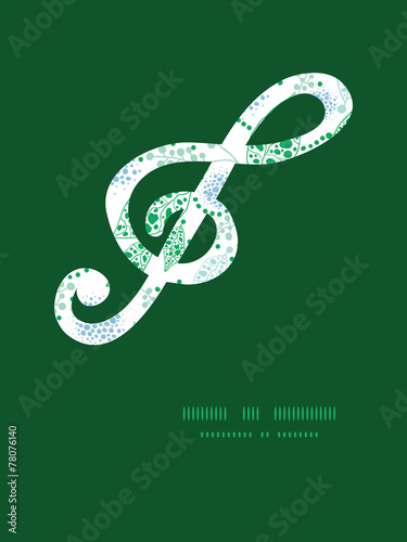 Vector abstract blue and green leaves gclef musical silhouette