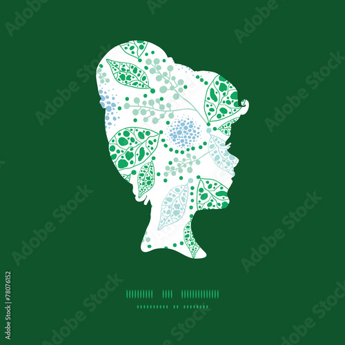 Vector abstract blue and green leaves girl portrait silhouette