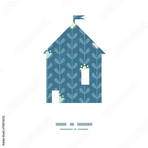 Vector blloming vines stripes house silhouette pattern frame