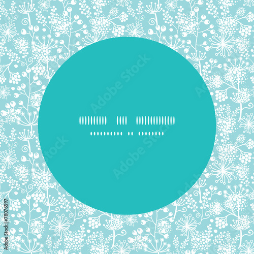 Vector blue and white lace garden plants frame seamless pattern