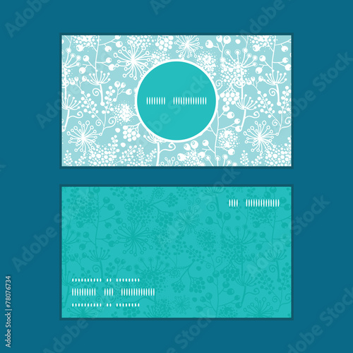 Vector blue and white lace garden plants vertical round frame