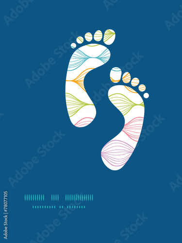 Vector colorful horizontal ogee footprints silhouettes pattern