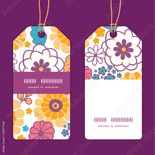 Vector colorful oriental flowers vertical stripe frame pattern