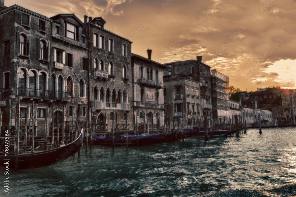 vintage river and buildings in Venice