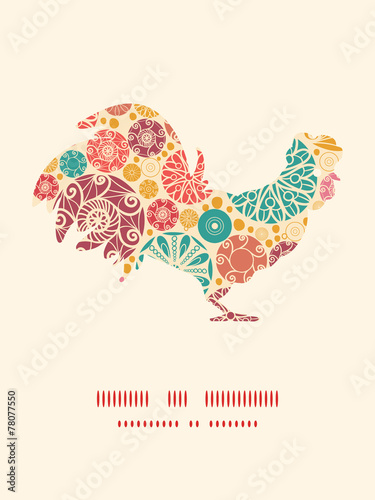 Vector abstract decorative circles rooster silhouette Easter