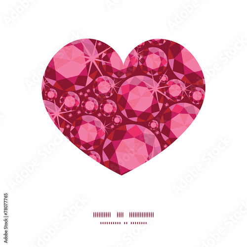 Vector ruby heart silhouette pattern frame
