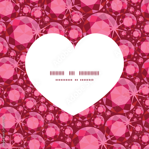 Vector ruby heart silhouette pattern frame