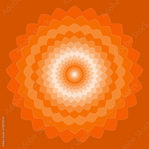 ornamental geometric hand-drawing bright orange spectral colored