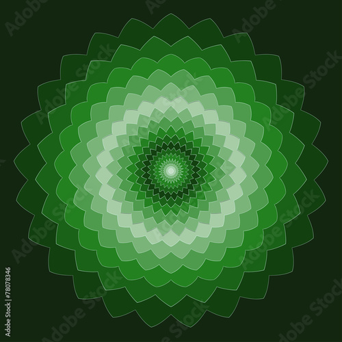 ornamental geometric hand-drawing bright green spectral colored
