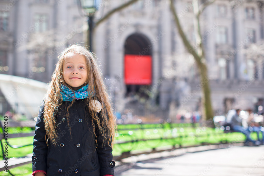 Adorable little girl have fun in  New York City