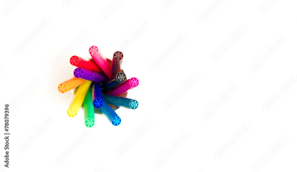Set of markers isolated .Top view. concept Set of markers isolated .Top view. concept