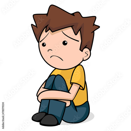 Sad child, vector illustration, isolated