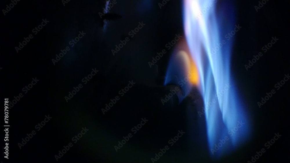 gas furnace - central heating - natural gas burner - blue flames