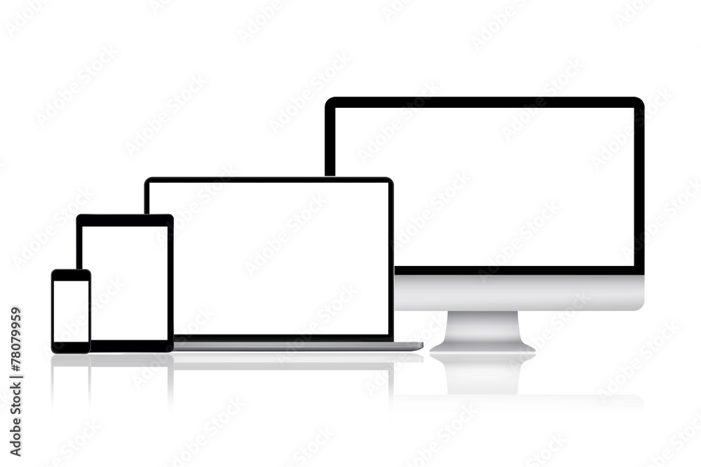 Smartphone, tablet, laptop and computer monitor Smartphone, tablet, laptop and computer monitor