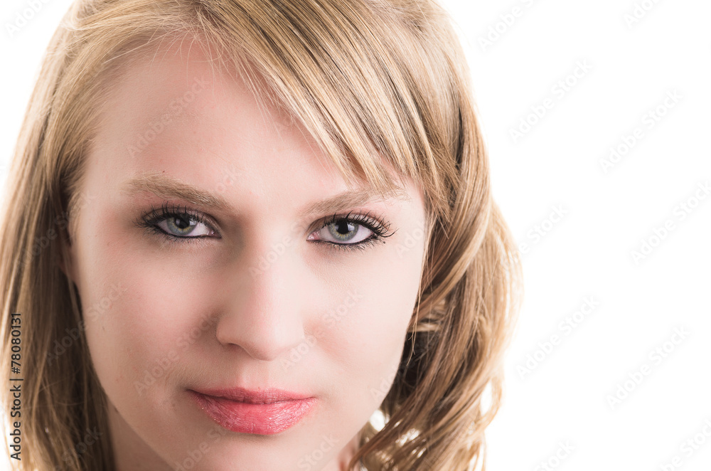 face closeup of beautiful young woman model face closeup of beautiful young woman model