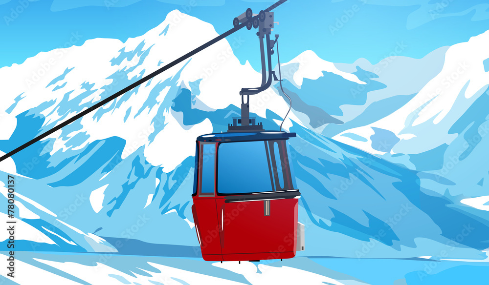Cableway in Swiss Alps Cableway in Swiss Alps