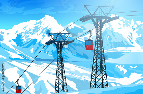 Cableway in Swiss Alps