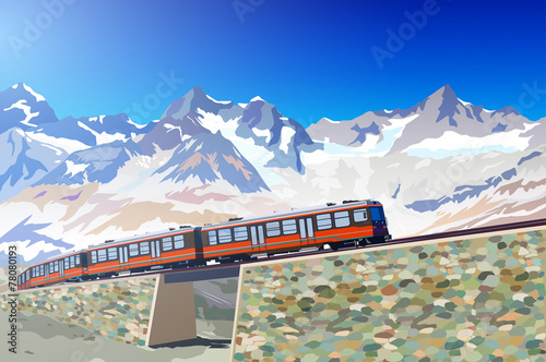 Train in high mountains
