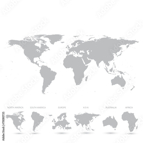 Grey World Map vector Illustration