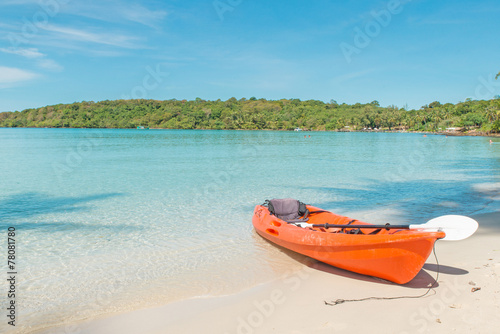 Orange kayaks on the tropical beach, Thailand