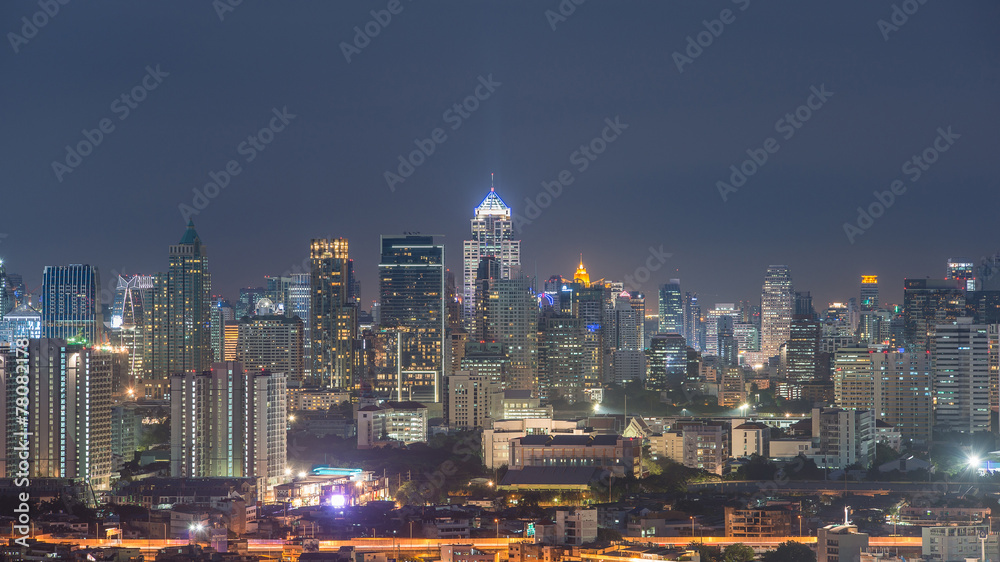 Panorama of Bangkok City town at night, Bangkok, Thailand