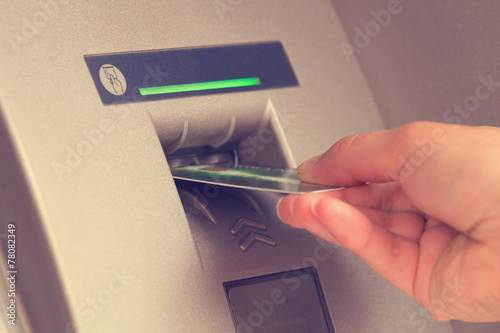 Tableau sur toile Money withdrawal on the ATM