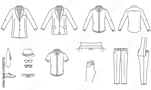 Men's clothes, Garment illustration, Office wear, vector