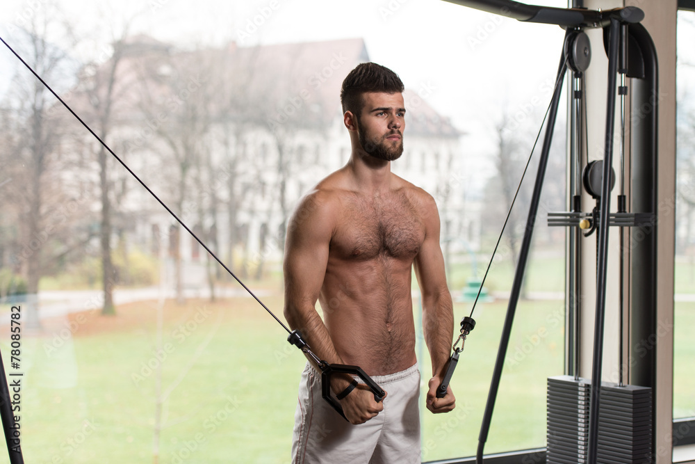 Cable Crossover Chest Workout Stock Photo Adobe Stock