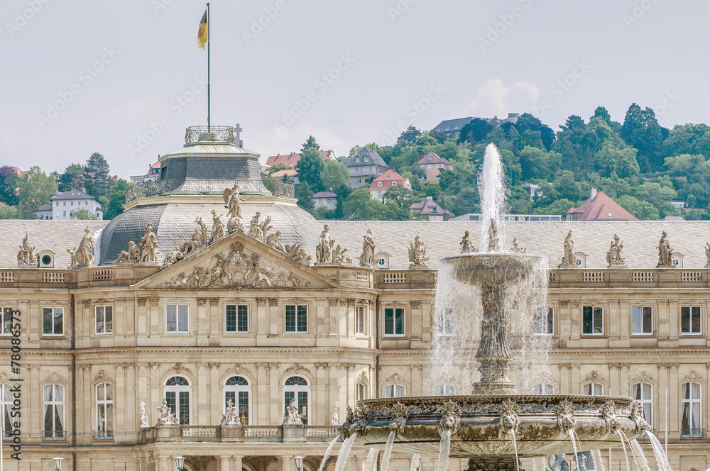 Fototapeta premium New Palace at Schlossplatz in Stuttgart, Germany