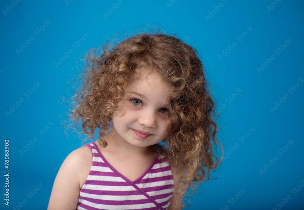 Happy Smiling Laughing Child: Girl with Curly Hair Happy Smiling Laughing Child: Girl with Curly Hair