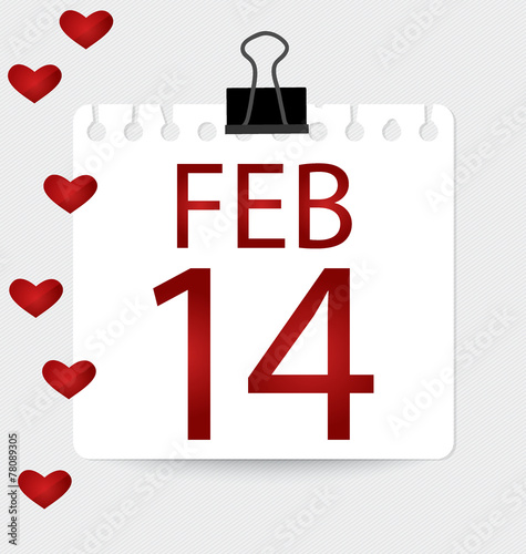 Valentine's calendar - 14 february. Vector illustration.