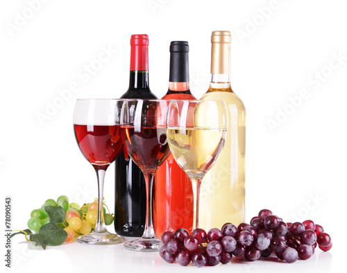 Different wine isolated on white